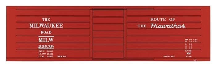 Railroad Decal Set -- Milwaukee Road Ribbed-Side Boxcar w/Hiawathas Slogan, O, Tichy Train Group 10021O
