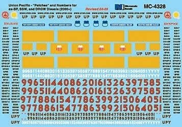 Union Pacific - UP -- Mini-Cal `Patch` Renumbered Ex-CNW, SP, SSW & DRGW Diesels (2000+, HO, Microscale Industries Inc 4328