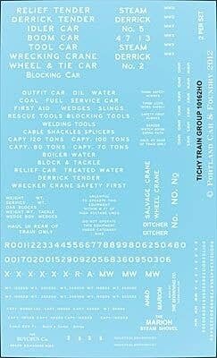 Railroad Decal Set -- Railroad Gothic Wreck Train Lettering (white), HO, Tichy Train Group 10162