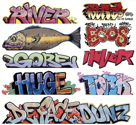 Mega Set Modern `Tagger` Graffiti Decals -- 7 pkg(9), N, Blair Line 1256