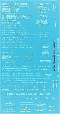 Railroad Decal Set -- Railroad Roman Wreck Train Lettering (white), HO, Tichy Train Group 10156