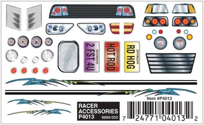PineCar(R) Dry Transfer Decals -- Racer Accessories, All Scales, Woodland Scenics 4013