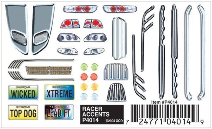 PineCar(R) Dry Transfer Decals -- Racer Accents, All Scales, Woodland Scenics 4014
