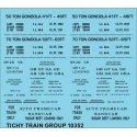 Railroad Decal Set -- 41`, 48`, 52` and 65` Steel Gondola Data (black), HO, Tichy Train Group 10352