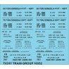 Railroad Decal Set -- 41`, 48`, 52` and 65` Steel Gondola Data (black), HO, Tichy Train Group 10352