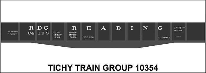 Railroad Decal Set -- Reading 46′ Steel Gondola (black car), HO, Tichy Train Group 10354