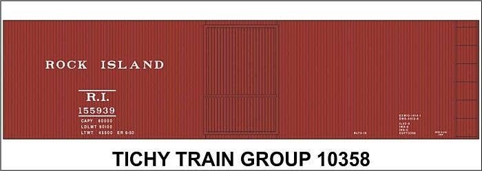 Railroad Decal Set -- Rock Island 40′ Steel Boxcar (Boxcar Red Car), N, Tichy Train Group 10358N