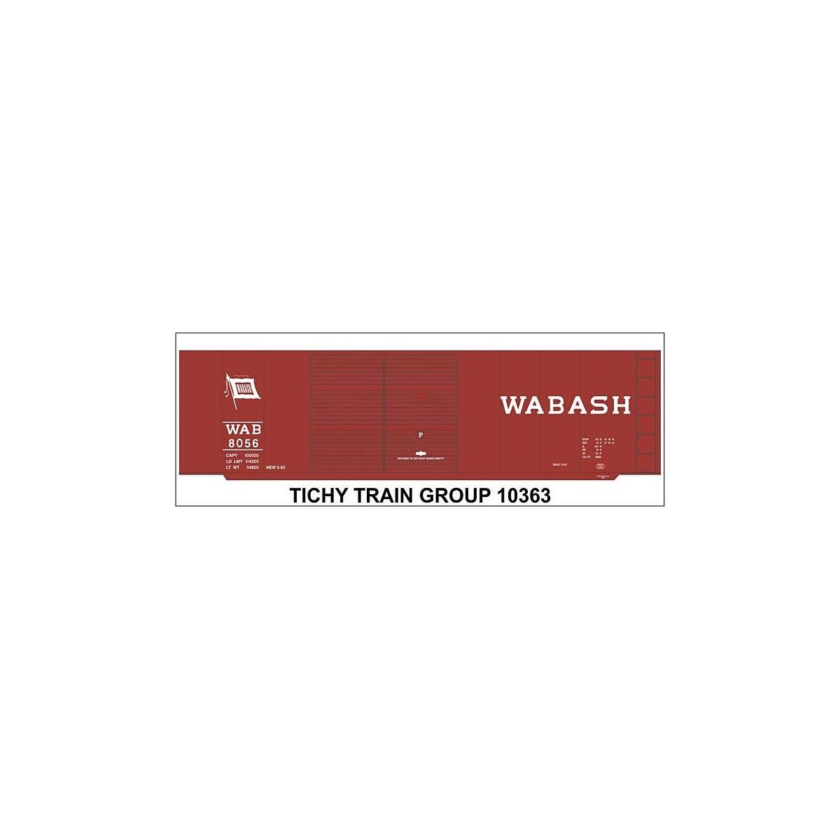 Railroad Decal Set -- Wabash 40′ Steel Boxcar (Flag Logo), HO, Tichy Train Group 10363
