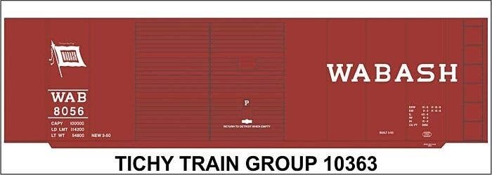 Railroad Decal Set -- Wabash 40′ Steel Boxcar (Flag Logo), HO, Tichy Train Group 10363