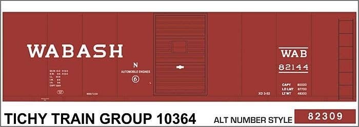 Railroad Decal Set -- Wabash 40′ Steel Boxcar, HO, Tichy Train Group 10364