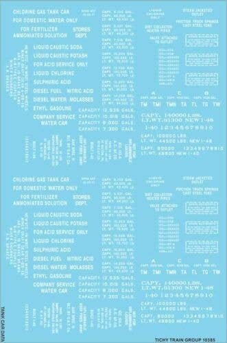 Railroad Decal Set -- Generic Tank Car Data (white lettering), N, Tichy Train Group 10385N