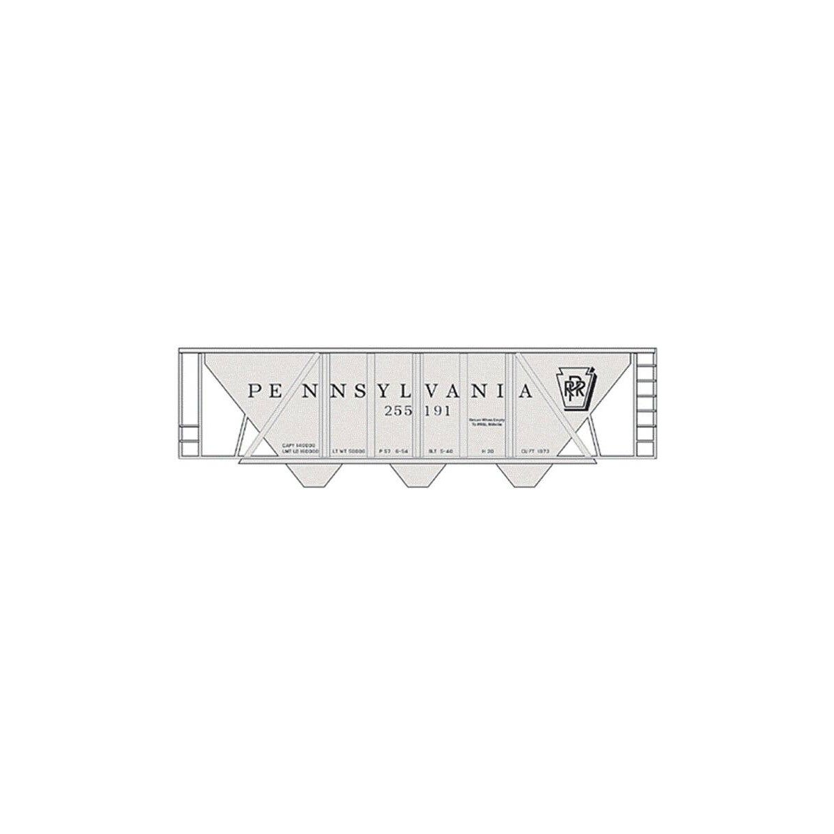 Railroad Decal Set -- Pennsylvania Railroad Class H-30 Hopper Gray w/Roman Lettering, HO, Tichy Train Group 10003