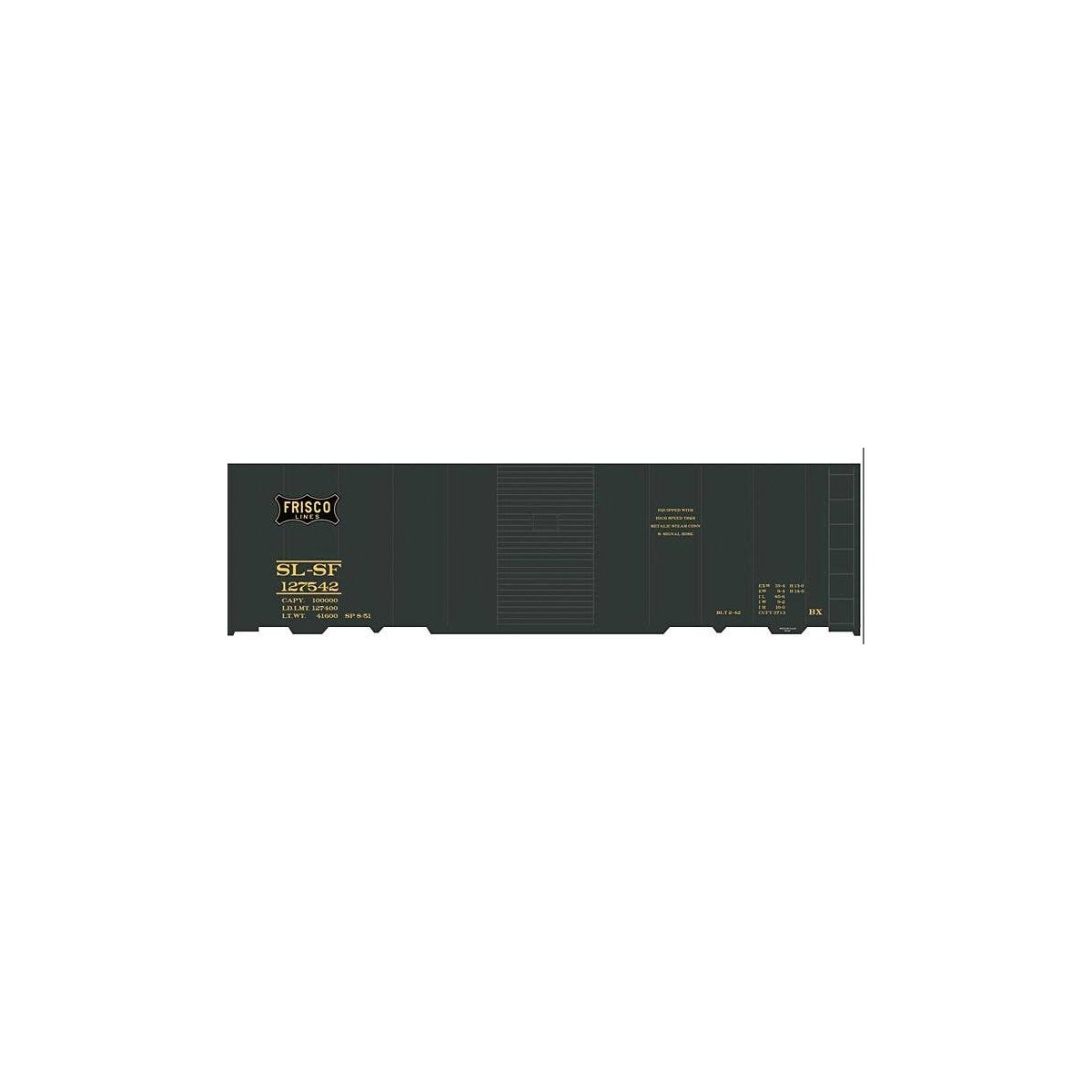Railroad Decal Set -- St. Louis-San Francisco 40′ Steel Boxcar (Pullman Green, Frisco Logo), N, Tichy Train Group 10298N