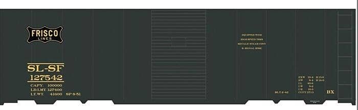 Railroad Decal Set -- St. Louis-San Francisco 40′ Steel Boxcar (Pullman Green, Frisco Logo), N, Tichy Train Group 10298N