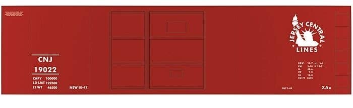 Railroad Decal Set -- Central Railroad of New Jersey 40′ 1-1/2 Door Steel Boxcar, N, Tichy Train Group 10106N