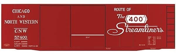 Railroad Decal Set -- Chicago & North Western 40′ Steel Boxcar (400 Streamliners Slogan), HO, Tichy Train Group 10115
