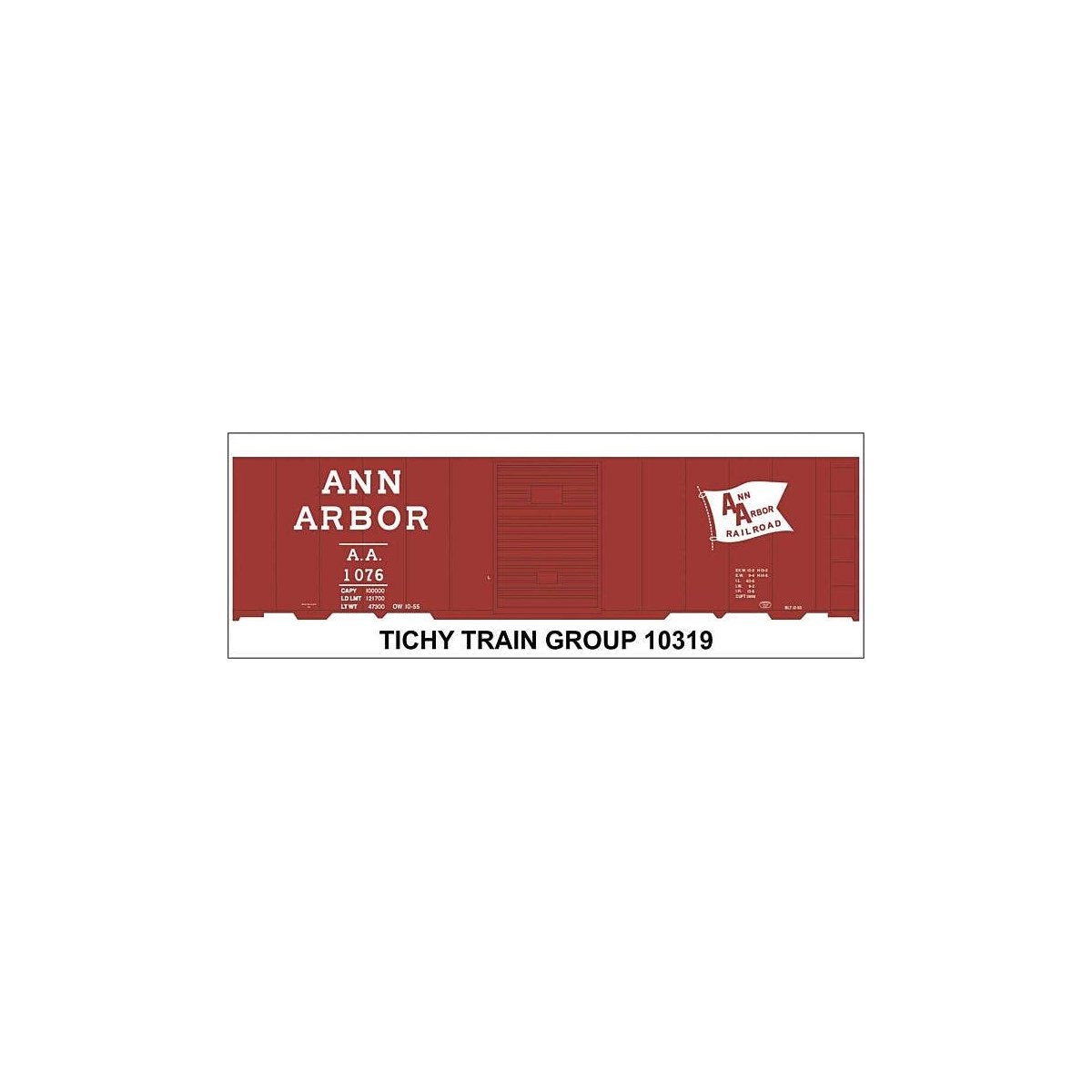 Railroad Decal Set -- Ann Arbor 40′ Steel Boxcar (Large Flag Logo), HO, Tichy Train Group 10319