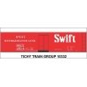 Railroad Decal Set -- Swift Refrigerator Line 40′ Steel Reefer (red car), HO, Tichy Train Group 10332