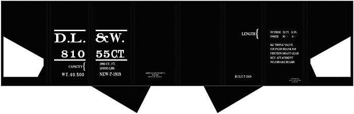 Railroad Decal Set -- Delaware, Lackawanna & Western USRA 2-Bay Hopper (black car), HO, Tichy Train Group 10278