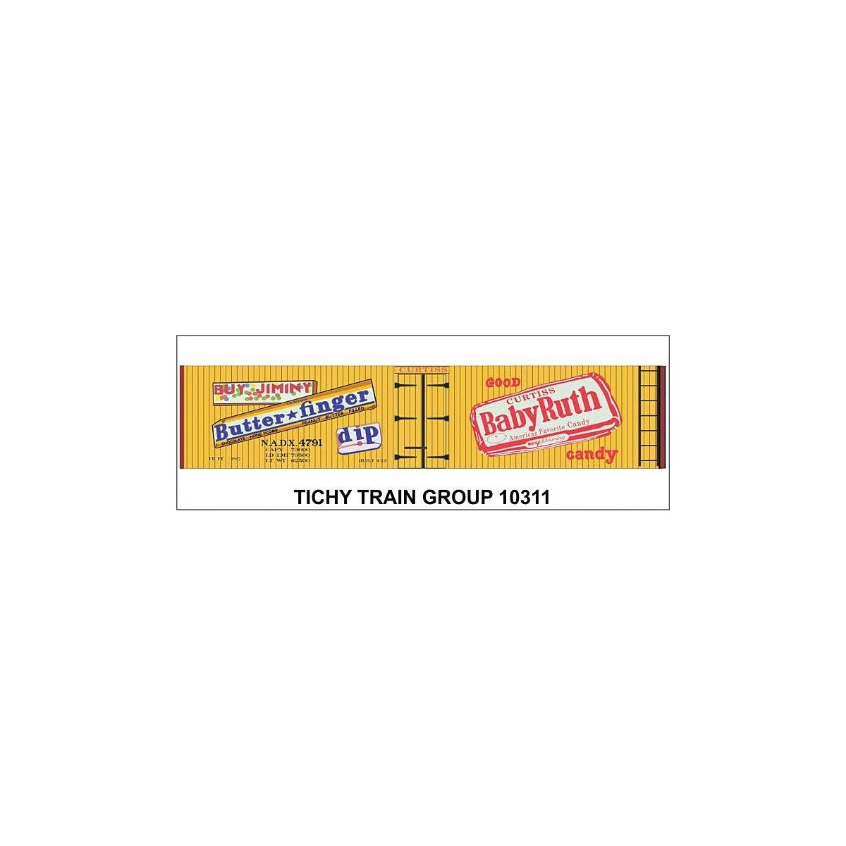 Railroad Decal Set -- NADX Wood Reefer (Butterfinger and Baby Ruth Candy Billboard Logos), N, Tichy Train Group 10311N