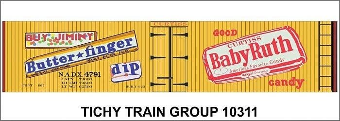 Railroad Decal Set -- NADX Wood Reefer (Butterfinger and Baby Ruth Candy Billboard Logos), N, Tichy Train Group 10311N