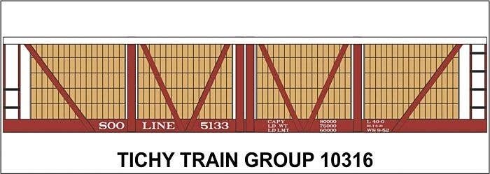 Railroad Decal Set -- Soo Line 1921 4-Vat Wood Pickle Car, HO, Tichy Train Group 10316