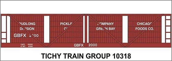 Railroad Decal Set -- Budlong Pickle Co. 1922 4-Vat Wood Pickle Car, HO, Tichy Train Group 10318