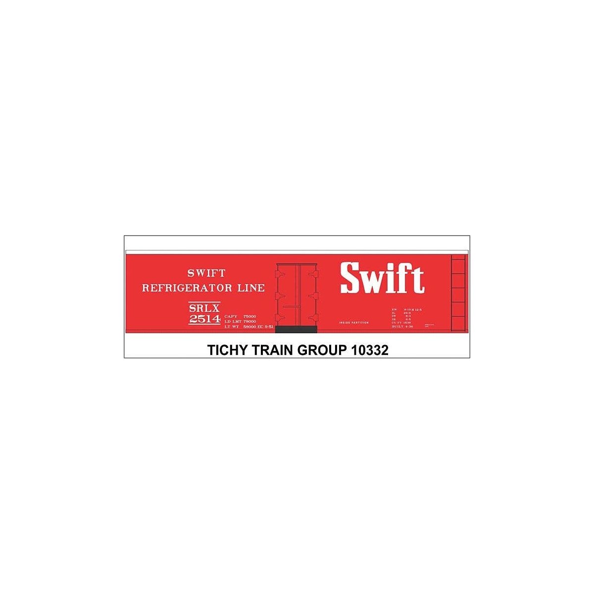 Railroad Decal Set -- Swift Refrigerator Line 40′ Steel Reefer (red car), N, Tichy Train Group 10332N