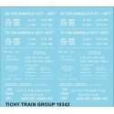 Railroad Decal Set -- Generic 41`, 48`, 52 and 64 Steel Gondola Data (white lettering), N, Tichy Train Group 10342N