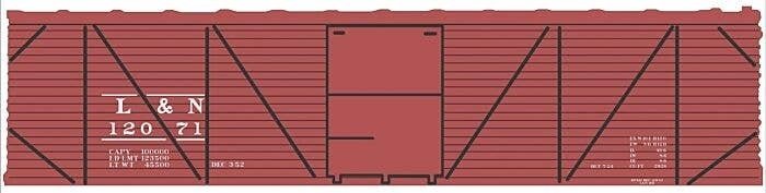 Railroad Decal Set -- Louisville & Nashville 40′ Single-Sheathed Wood Boxcar (Boxcar Red, No L, N, Tichy Train Group 10240N