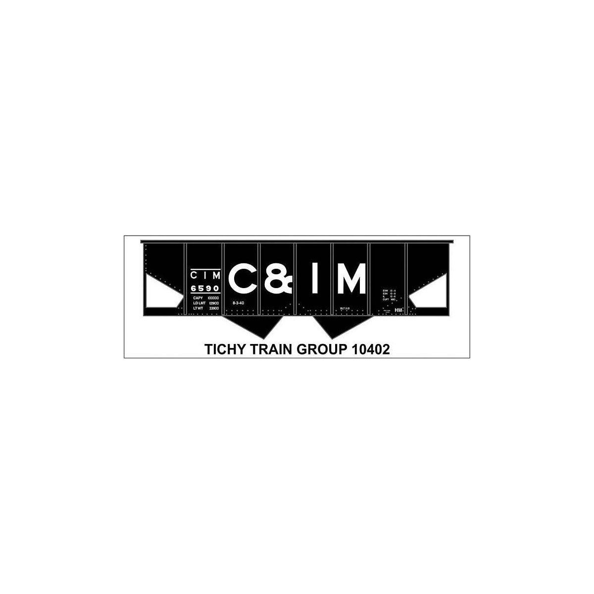 Railroad Decal Set -- Chicago & Illinois Midland 2-Bay Steel Hopper, HO, Tichy Train Group 10402