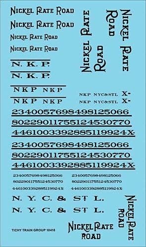 Railroad Decal Set -- Nickel Plate Road Roadname Set (black), HO, Tichy Train Group 10418