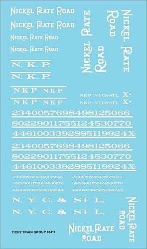 Railroad Decal Set -- Nickel Plate Road Roadname Set (white), HO, Tichy Train Group 10417