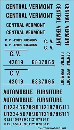 Railroad Decal Set -- Central Vermont Roadname Set (black), N, Tichy Train Group 10412N