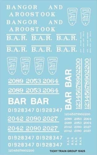 Railroad Decal Set -- Bangor & Aroostook Roadname Set (white), N, Tichy Train Group 10425N