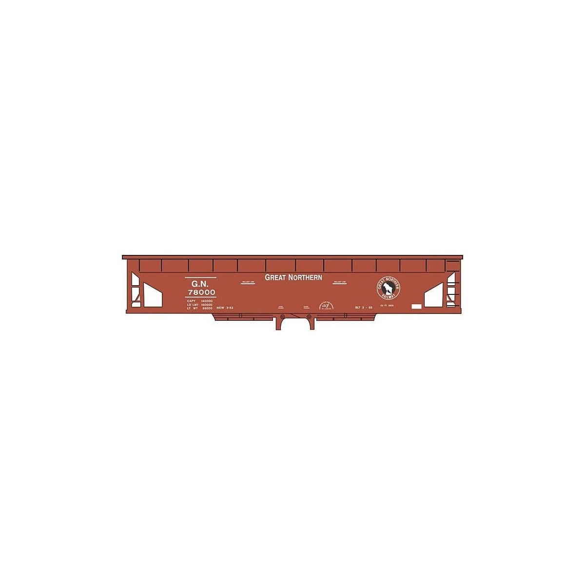 Railroad Decal Set -- Great Northern Ballast Hopper (Boxcar Red Car), HO, Tichy Train Group 10274