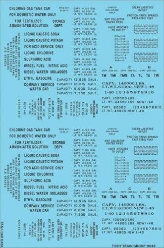 Railroad Decal Set -- Generic Tank Car Data (black lettering), HO, Tichy Train Group 10380