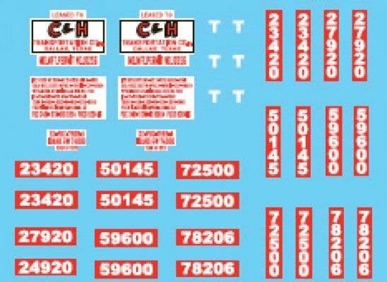 Vehicle Decal Set -- C&H Transportation, HO, Lonestar Models 12023