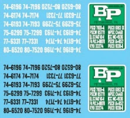 Vehicle Decal Set -- B&P Motor Express, HO, Lonestar Models 12030