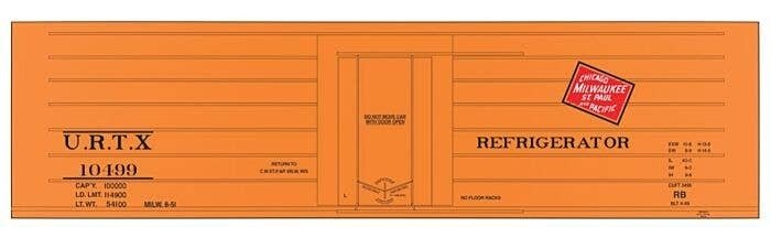 Railroad Decal Set 6-Pack -- Milwaukee Road/URTX Ribbed-Side Reefers, N, Tichy Train Group 10019N6