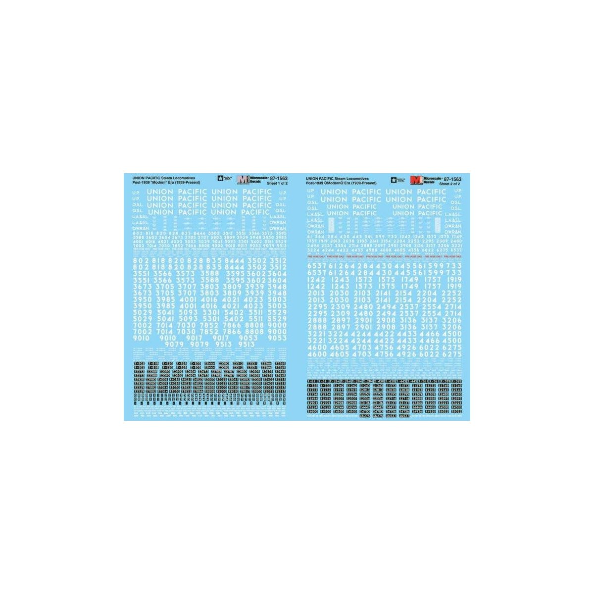 Union Pacific - UP -- Steam Locomotives, 1939-Present (White Numbers, Lettering), HO, Microscale Industries Inc 871563