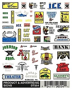 Dry Transfer Signs -- Product & Advertising, HO, Woodland Scenics 554