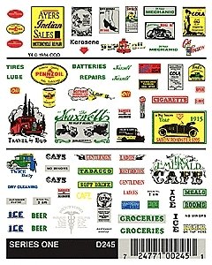 Dry Transfer Signs -- Set 1 - Assorted Advertising & Railroad, HO, Woodland Scenics 245