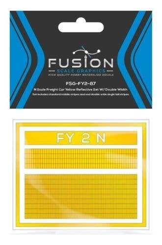 Railroad Freight Car Yellow Reflective Markings Set w/Double Width Stripes, N, FUSION SCALE GRAPHICS 260004