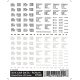 Dry Transfer Railroad Lettering Sets -- Railroad Roman Freight Car Data (white, black), HO, Woodland Scenics 601