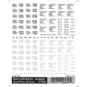 Dry Transfer Railroad Lettering Sets -- Railroad Roman Freight Car Data (white, black), HO, Woodland Scenics 601