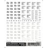 Dry Transfer Railroad Lettering Sets -- Railroad Roman Freight Car Data (white, black), HO, Woodland Scenics 601