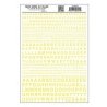 Dry Transfer Alphabet & Numbers - Railroad Gothic -- Yellow, All Scales, Woodland Scenics 724