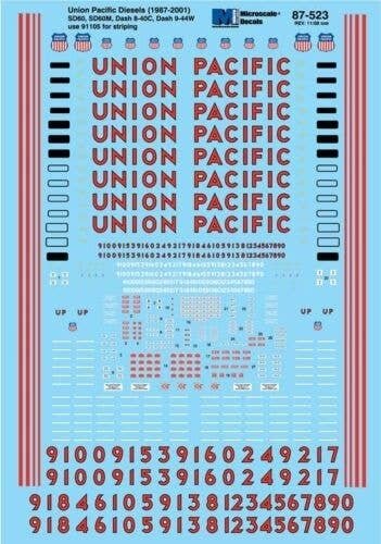 Union Pacific - UP -- High Tech Diesels GE Dash 8-40C & EMD SD60M 1987, HO, Microscale Industries Inc 87523