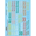 Christmas Train Graphic Decals -- Holiday Greetings (red, white, gold, green, blue), HO, Microscale Industries Inc 871118